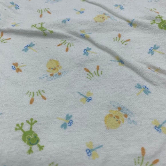 Vintage Baby Blanket Reciving Duck Frog Dragonfly Green Small Wonders - Picture 2 of 5
